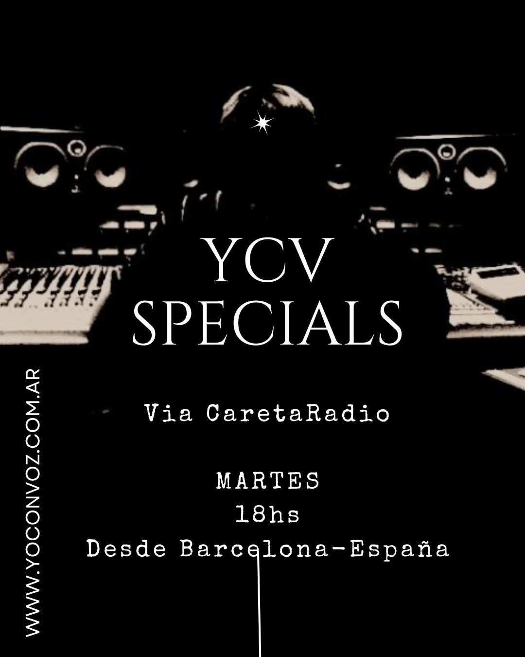 SPECIALS YCV
Todos los martes a las 18 hs, YOCONVOZ DISCOS presenta una nueva entrega de SPECIALS YCV por www.caretaradio.com.ar
Una hora dedicada a explorar el catálogo del sello, con emisiones que recorren producciones recientes, ediciones especiales y registros que forman parte del archivo sonoro de YOCONVOZ.
 En vivo por Careta Radio
 Martes 18 hs
 www.caretaradio.com.ar
#SpecialsYCV #YoConVozDiscos #CaretaRadio #ArchivoSonoro #RadioOnline