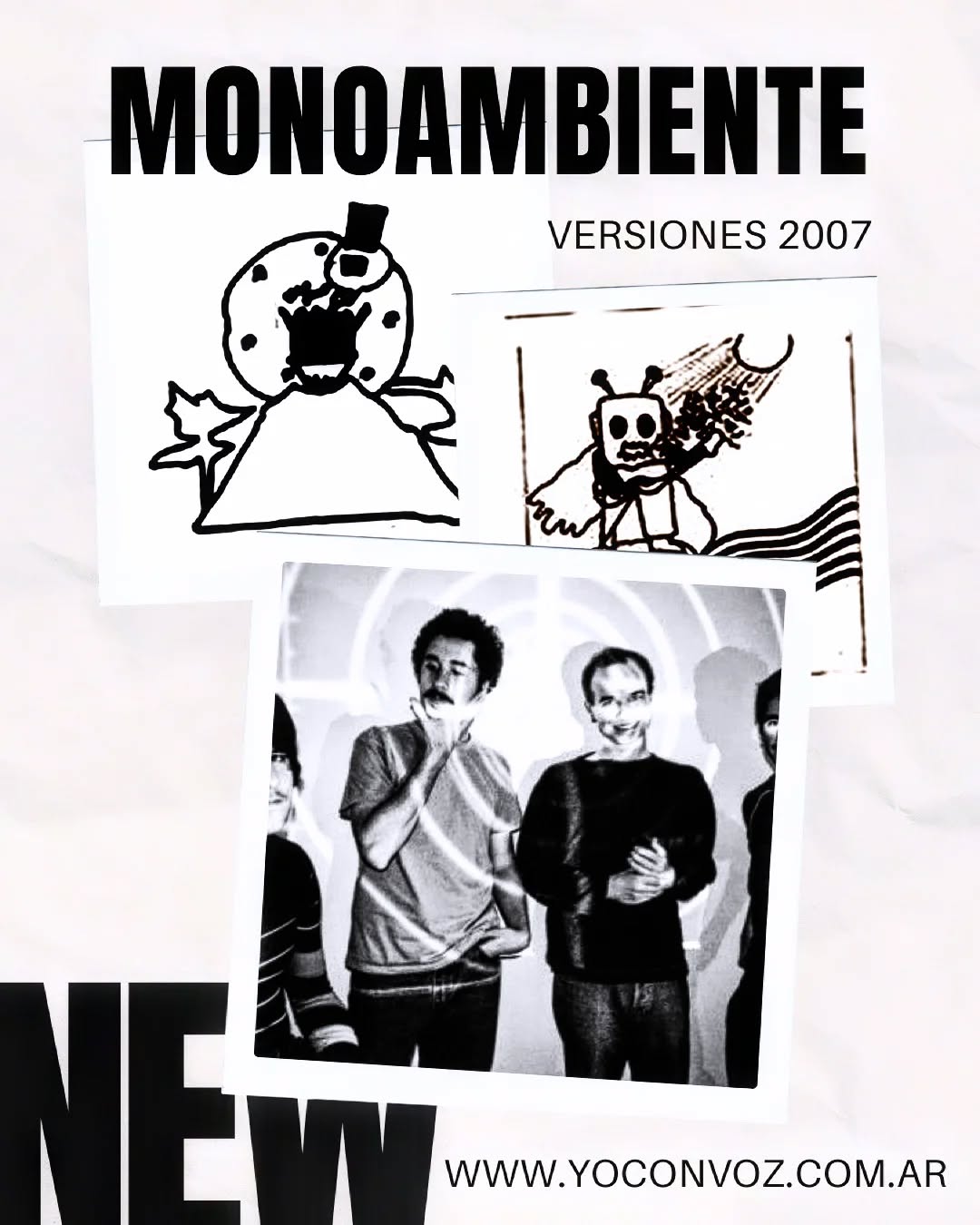 ​YoConVoz Discos relanza un material de culto: Monoambiente presenta el simple de "La Am en la Efeméride Rural" con colaboración de la artista plástica Carla Grunauer
 YoConVoz Discos celebra la continuidad de su catálogo y el rescate de piezas clave de la música alternativa argentina, anunciando el lanzamiento del simple digital de Monoambiente, extraído de su aclamado álbum de 2007, La Am en la Efeméride Rural. Este lanzamiento pone en valor tres temas fundamentales que encapsulan la esencia pop experimental, nostálgica y surrealista de la banda.
​El simple se compone de las canciones:
​"Desorbitada Amor"
​"La Am en la Efeméride Rural"
​"El Bicho"
​Una de las joyas de este simple es "El Bicho", que cuenta con una colaboración especial con la destacada artista plástica tucumana Carla Grunauer. Esta sinergia artística subraya la visión multidisciplinaria de YoConVoz y Monoambiente, fusionando la experimentación sonora con la propuesta visual de una creadora reconocida en el circuito del arte contemporáneo, cuya obra se caracteriza por su exploración de figuraciones primitivas y metafísicas.
​La Am en la Efeméride Rural fue un disco seminal lanzado originalmente en 2007, que marcó el fin de una etapa para Monoambiente como banda y el inicio de su transformación en un proyecto personal liderado por Juan Cruz Palacio. El relanzamiento de este simple permite a una nueva audiencia descubrir o redescubrir la atmósfera única de estas grabaciones, que mezclan el indie, el pop y la electrónica con un enfoque vanguardista.
​"Estas canciones son un testimonio de una época de intensa exploración sonora y de la búsqueda constante de nuevas texturas poéticas. La colaboración con Carla Grunauer en 'El Bicho' añade una capa de significado artístico que trasciende lo meramente musical, uniendo dos universos creativos potentes", comentó
​El simple ya se encuentra disponible en las principales plataformas de streaming a través de YoConVoz Discos.
​www.yoconvoz.com.ar